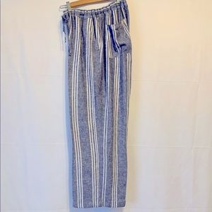 Old Navy Blue &White Stripe Linen Blend Pants, Size XL